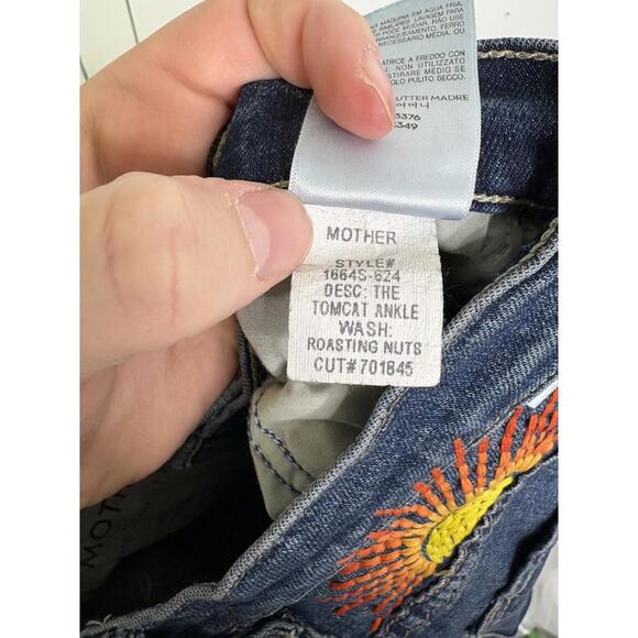 Mother Jeans Womens 24 Tomcat Ankle Straight Leg Roasting Nuts Sun Graphic - Picture 7 of 11